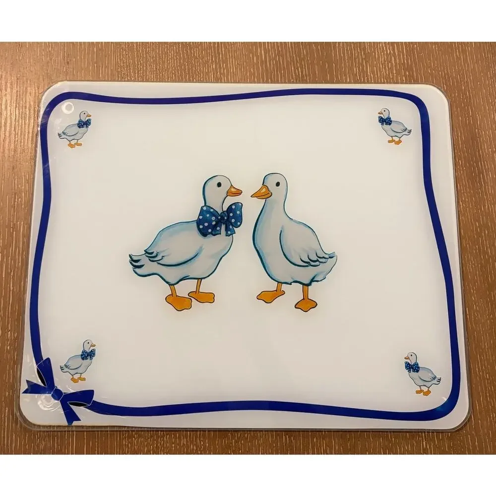 White Geese Cuting Board Glass Counter Saver‎